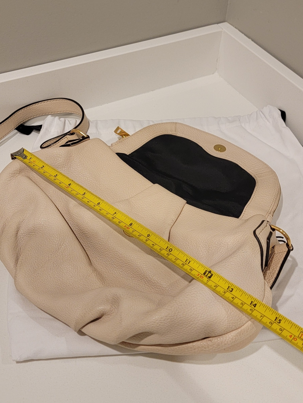 Marc Jacobs Classic Q Natasha Large Crossbody Beige Pebbled Leather Y2K Vintage - Picture 11 of 13